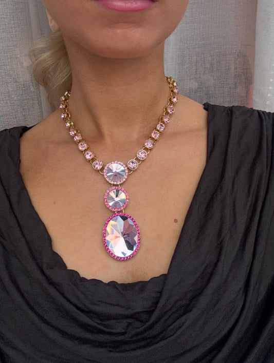 Rosa strass halsband