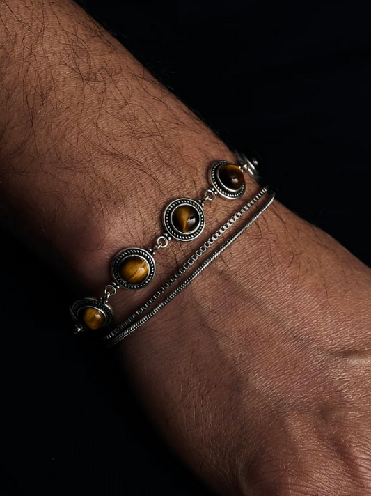 Armband Med Tigeröga Ädelstenar